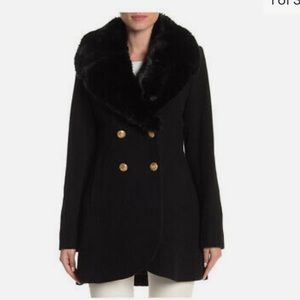 French Connection faux fur Pea coat